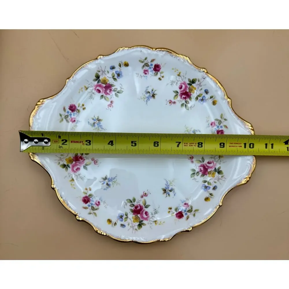 Royal Albert Tenderness 12” Oval Serving Platter Bone China Floral Gold Trim